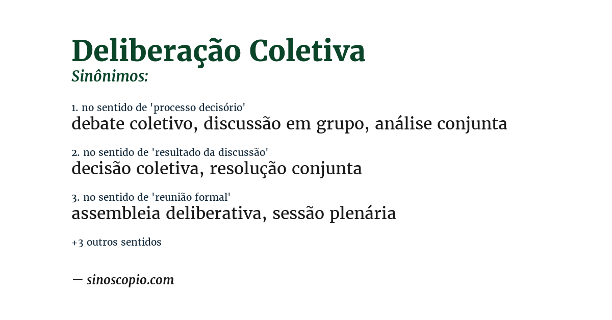 Sinônimo de deliberação coletiva