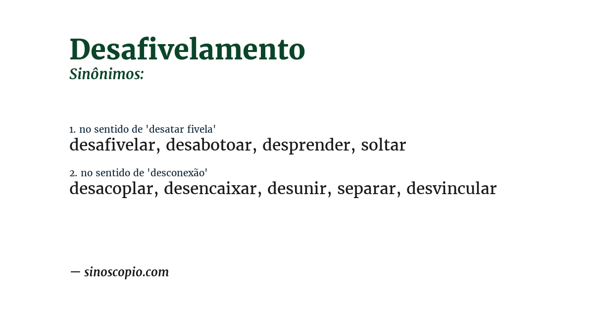 Sinônimo de desafivelamento