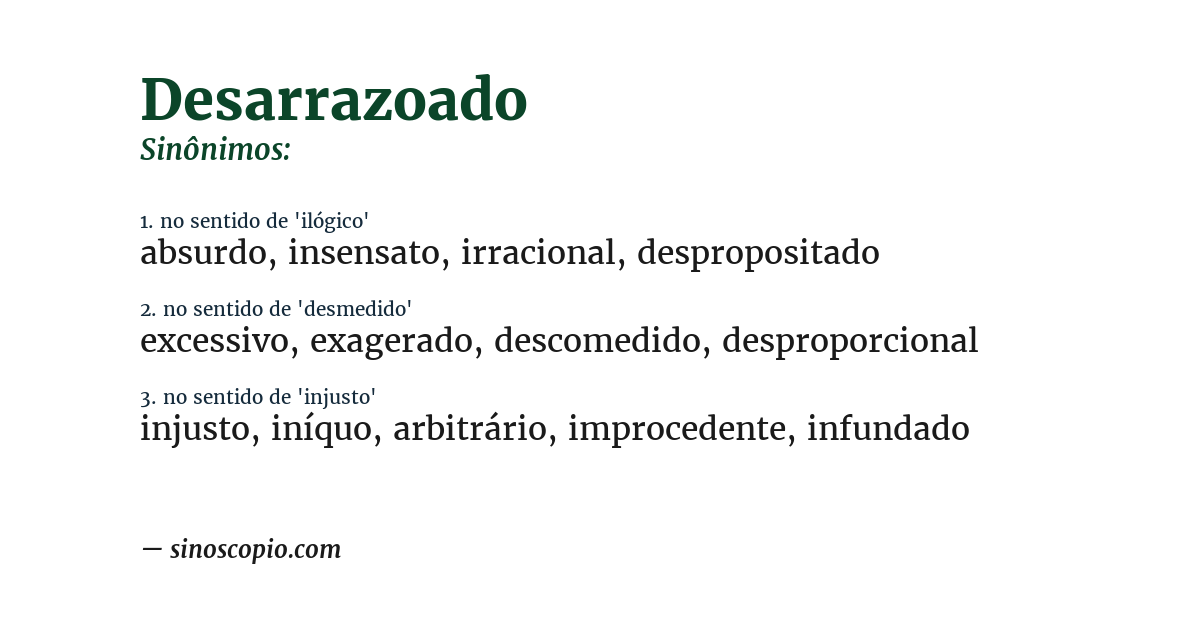 Sinônimo de desarrazoado