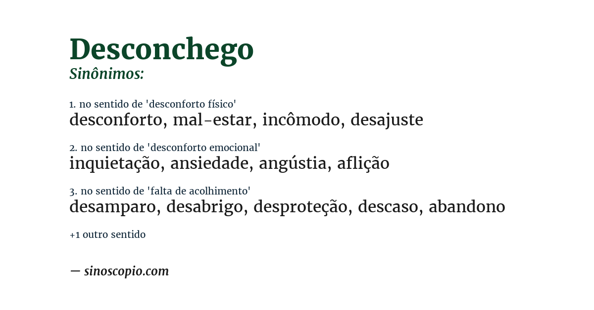 Sinônimo de desconchego
