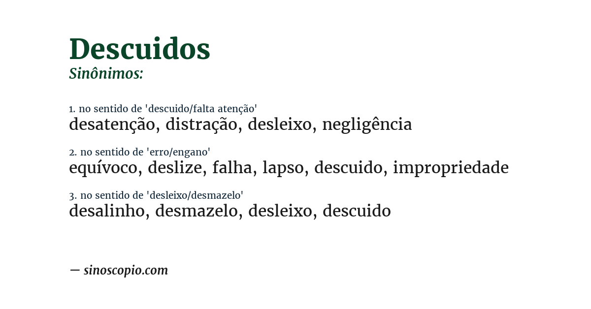 Sinônimo de descuidos