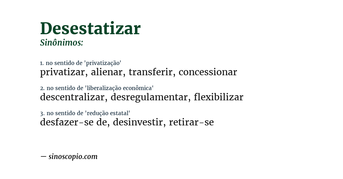 Sinônimo de desestatizar