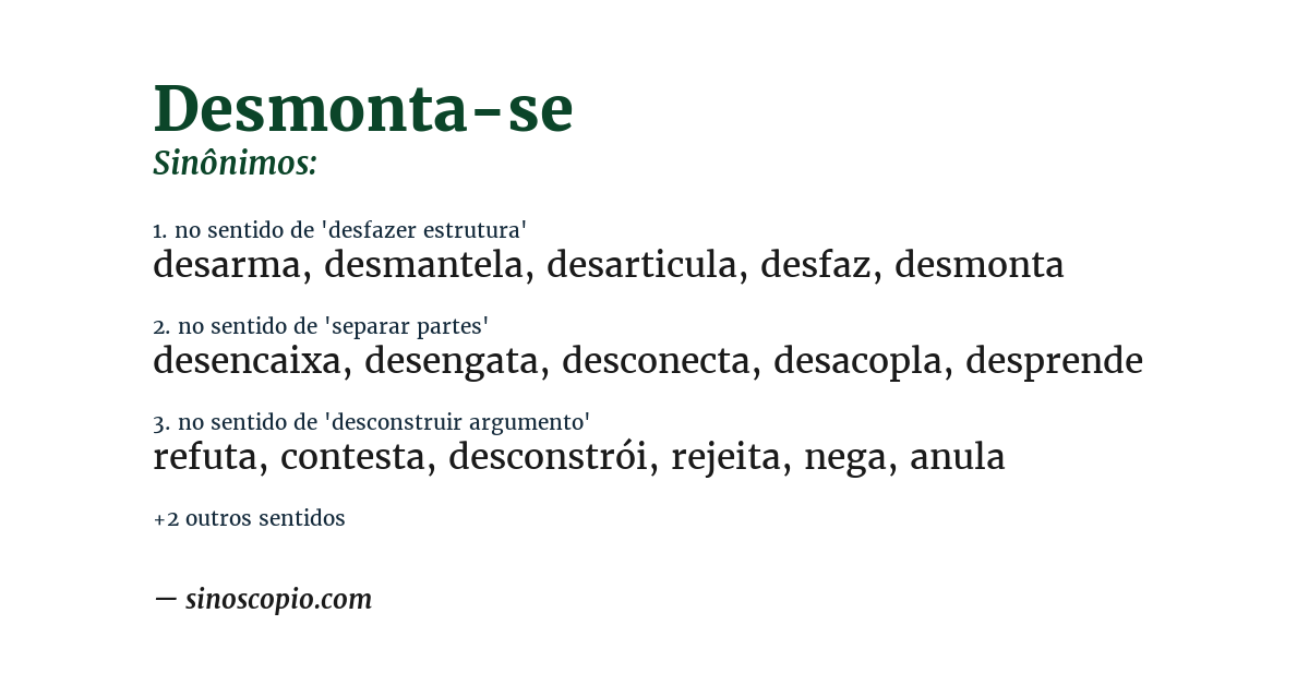 Sinônimo de desmonta-se