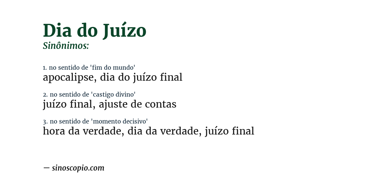 Sinônimo de dia do juízo