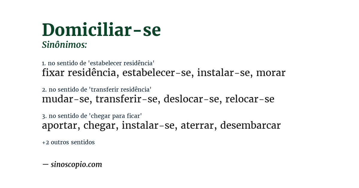 Sinônimo de domiciliar-se