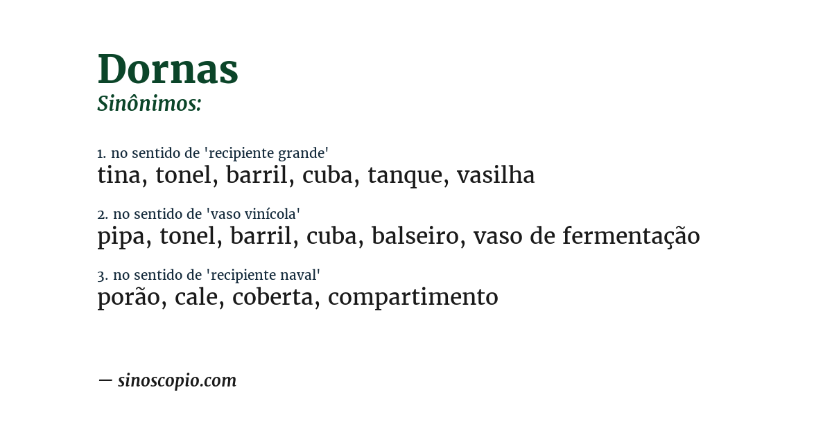 Sinônimo de dornas