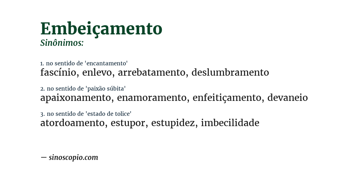 Sinônimo de embeiçamento