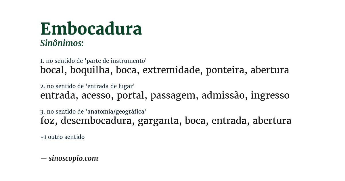 Sinônimo de embocadura