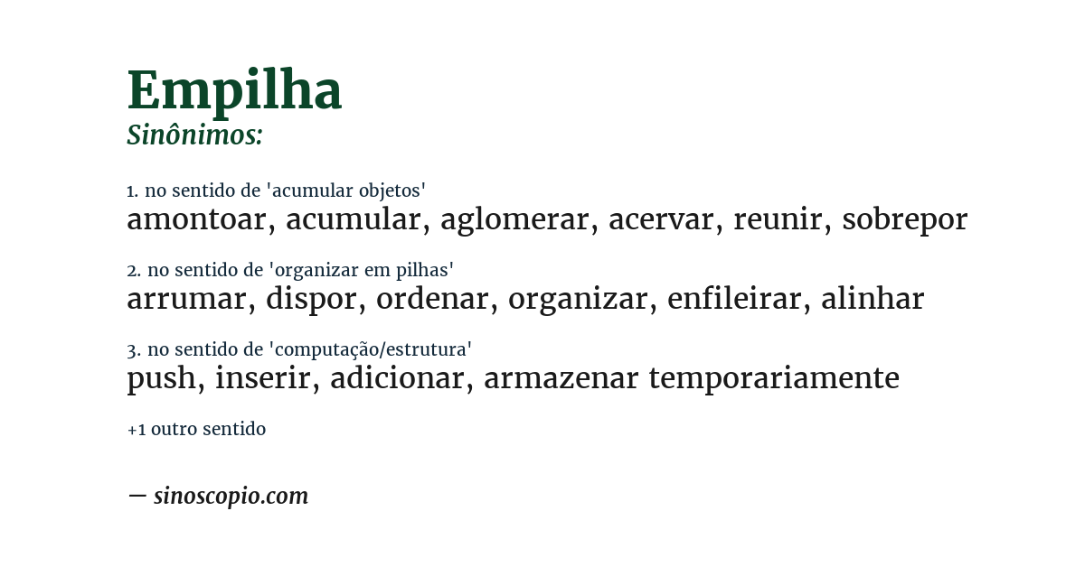 Sinônimo de empilha