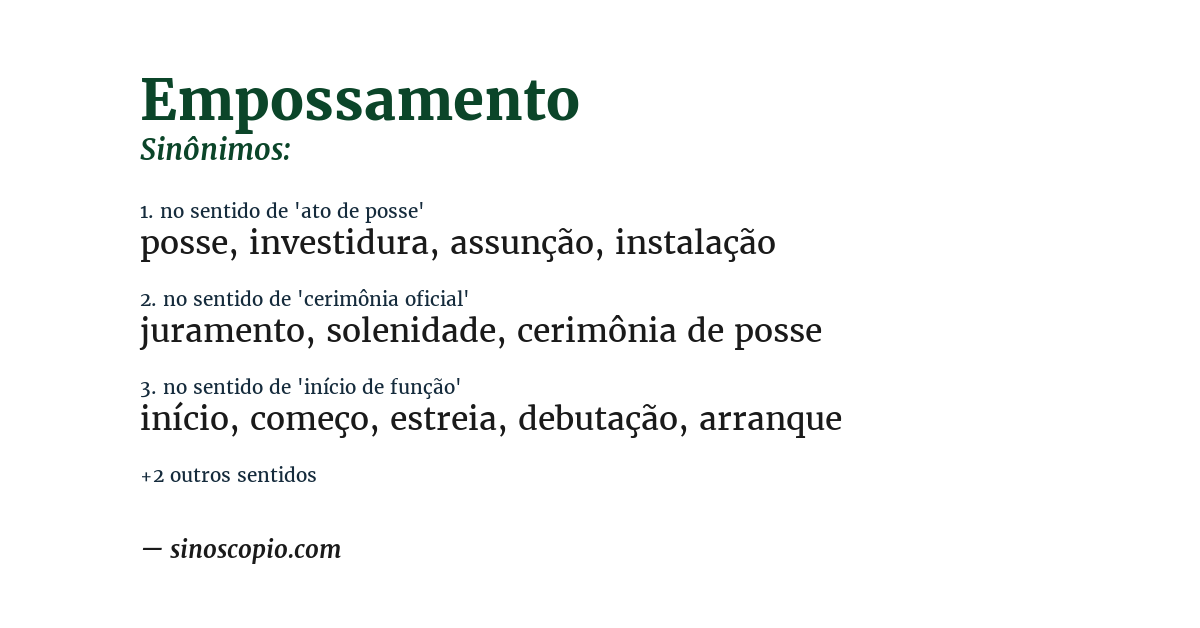 Sinônimo de empossamento