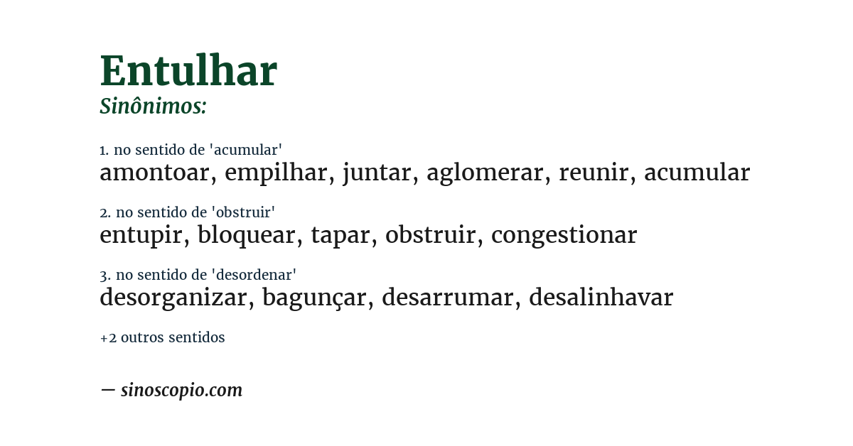 Sinônimo de entulhar