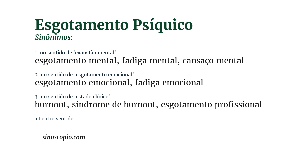 Sinônimo de esgotamento psíquico
