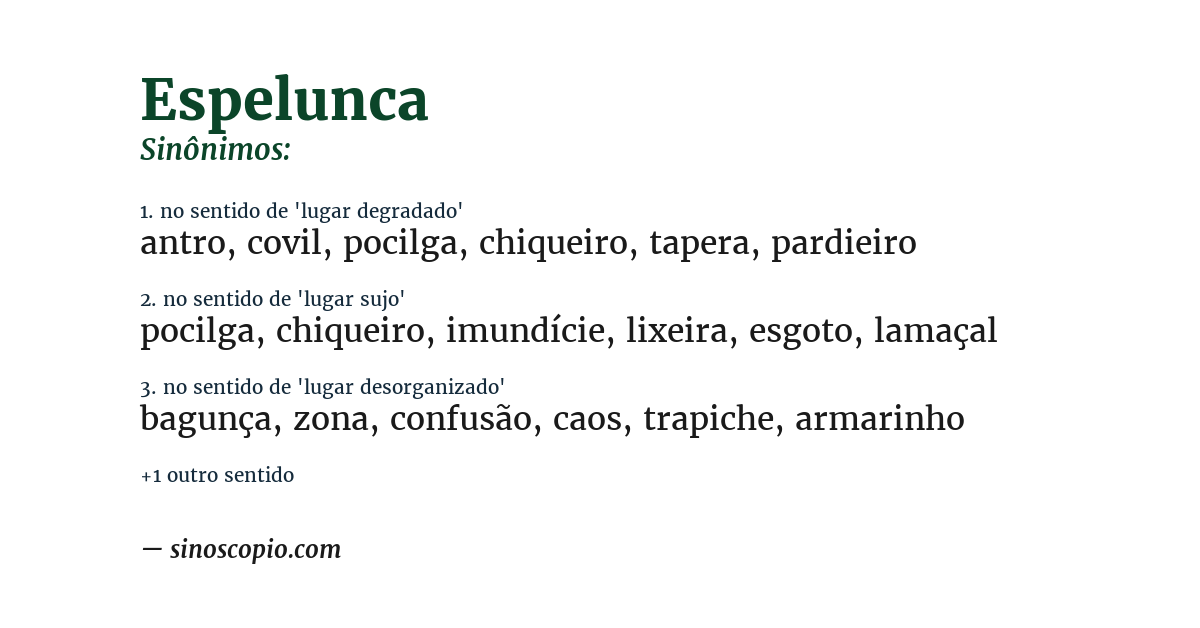 Sinônimo de espelunca