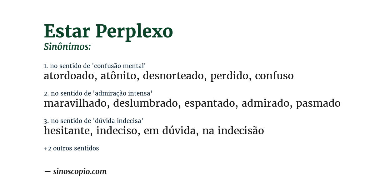 Sinônimo de estar perplexo