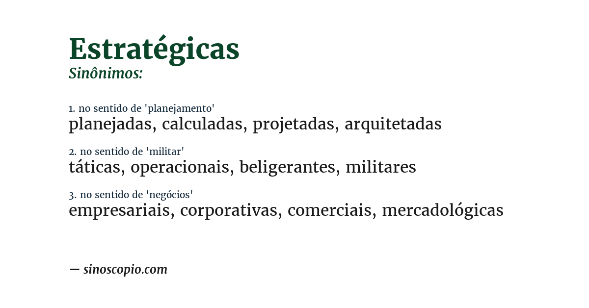 Sinônimo de estratégicas