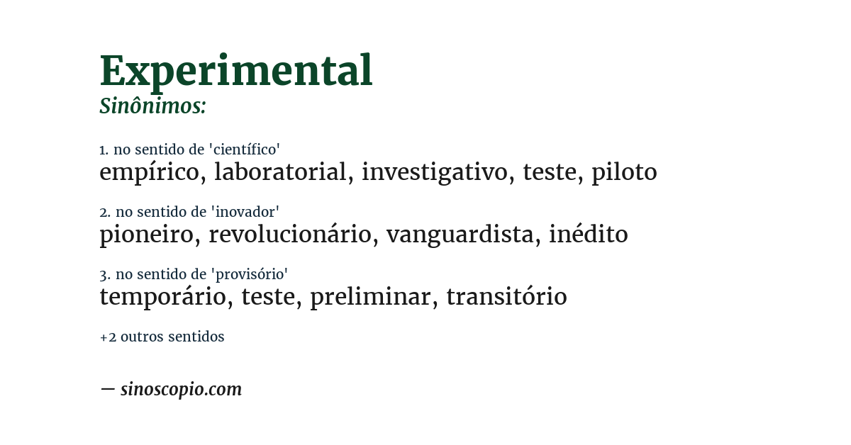 Sinônimo de experimental