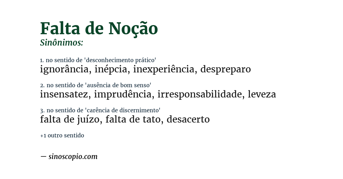 Sinônimo de falta de noção