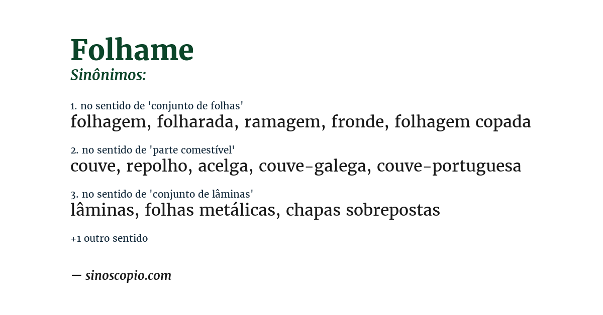 Sinônimo de folhame