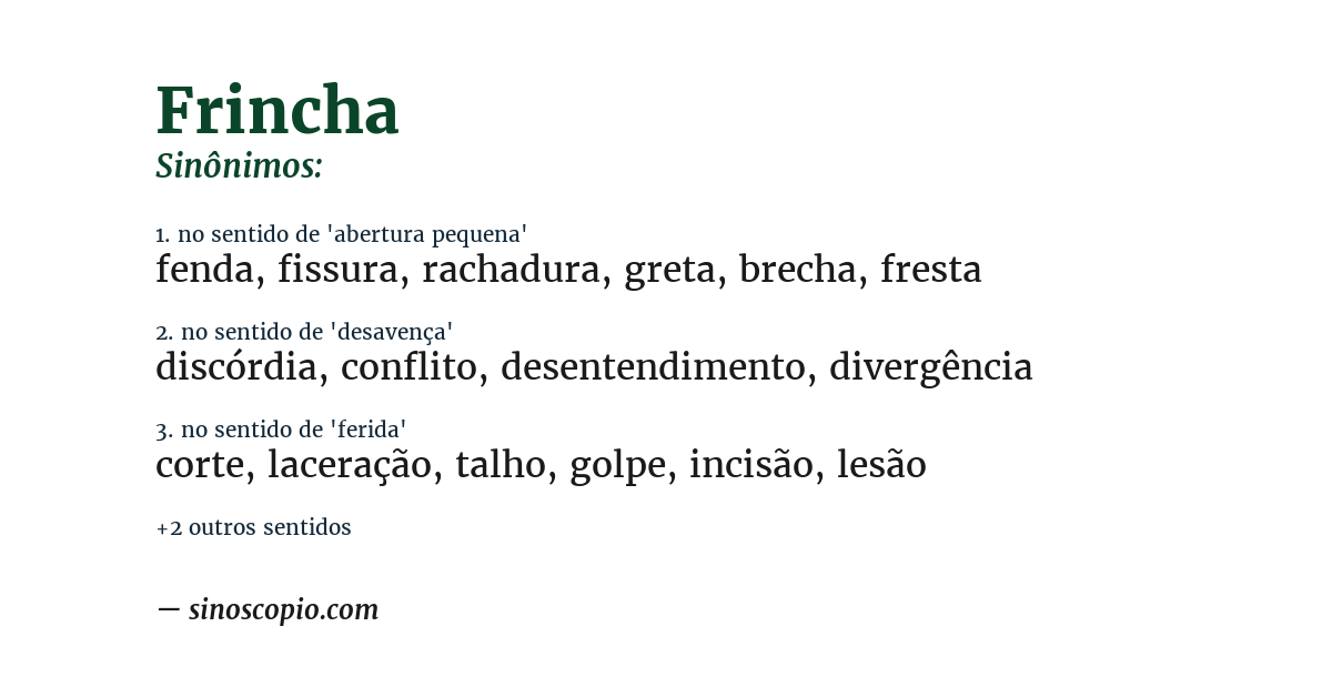 Sinônimo de frincha