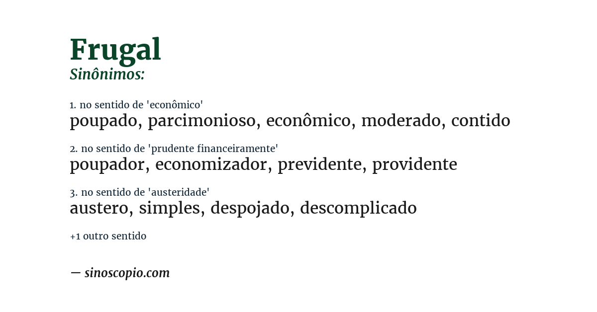 Sinônimo de frugal