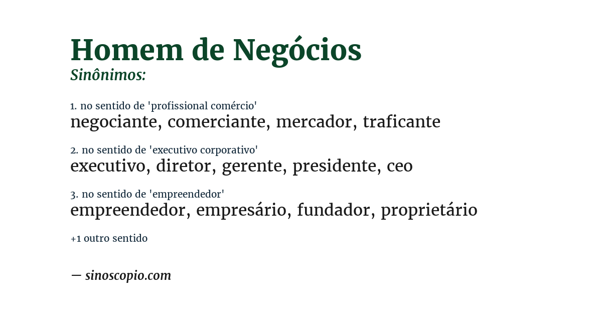 Sinônimo de homem de negócios