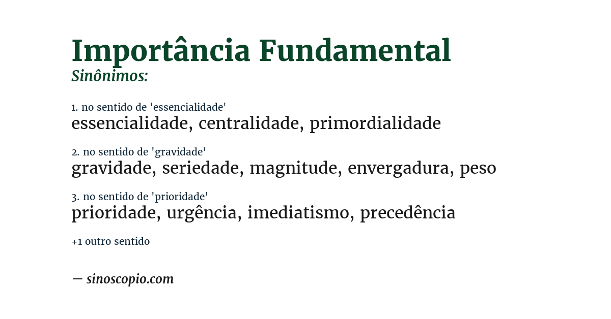 Sinônimo de importância fundamental