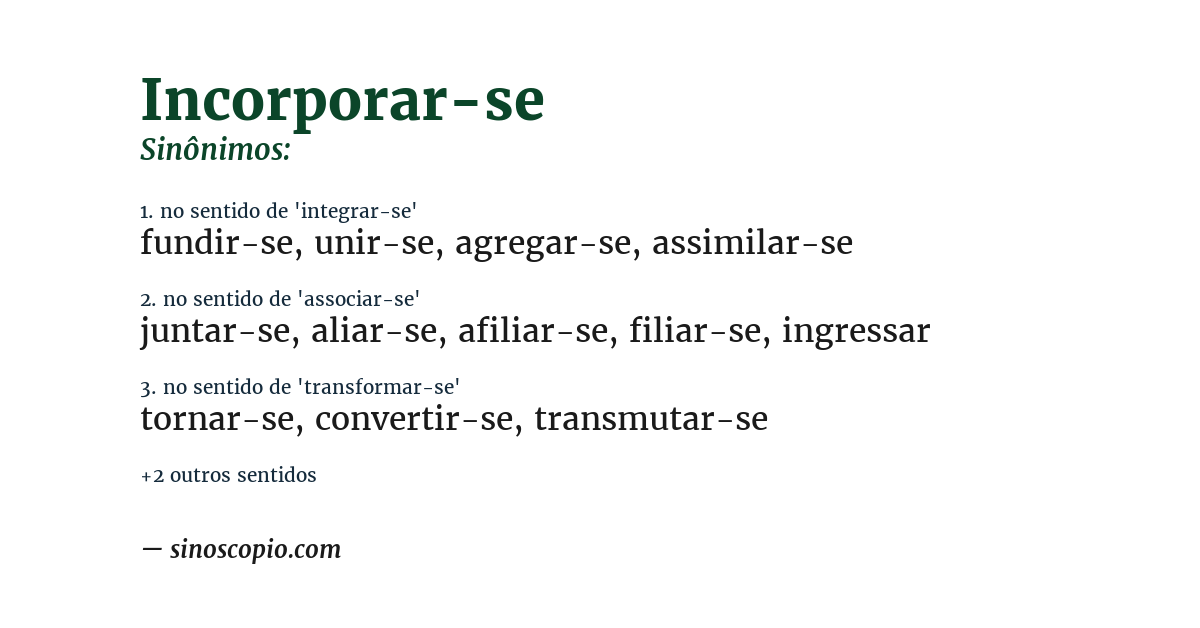 Sinônimo de incorporar-se
