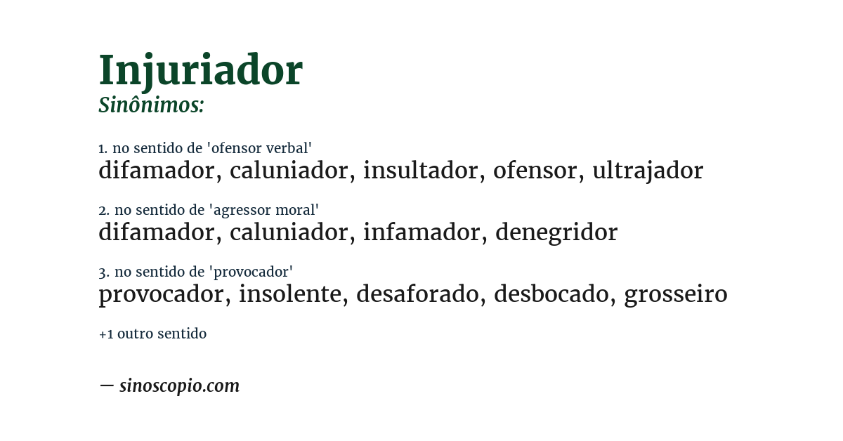Sinônimo de injuriador