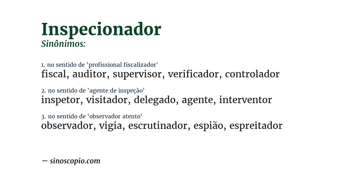 Sinônimo de inspecionador