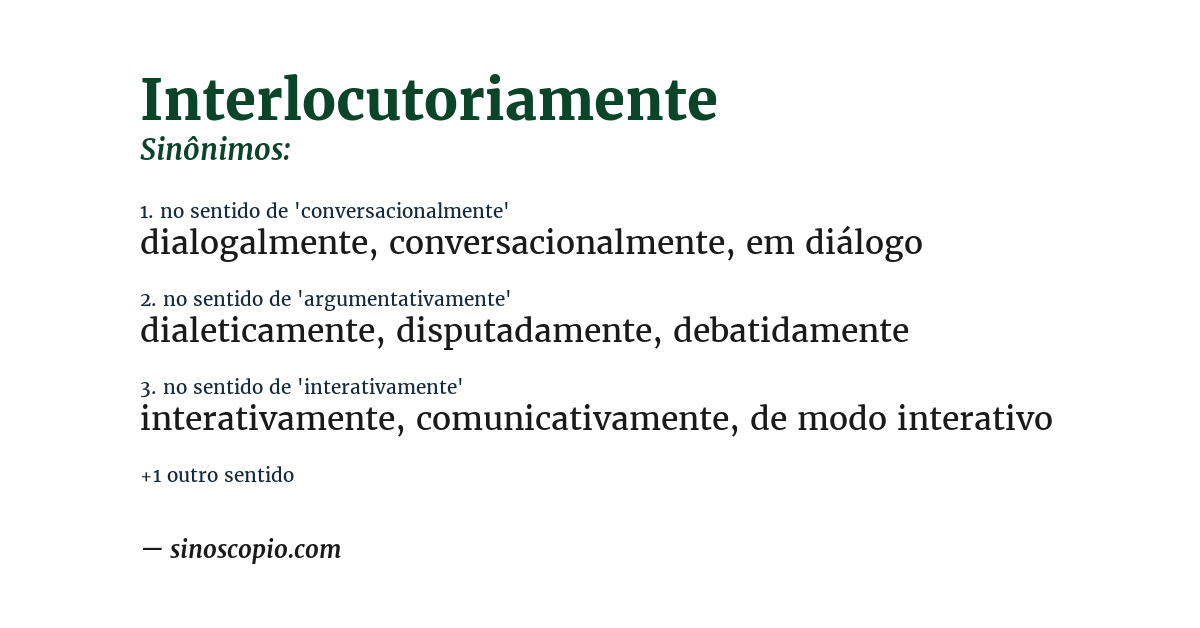 Sinônimo de interlocutoriamente