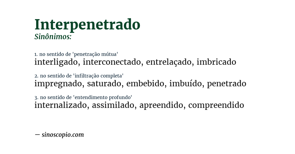 Sinônimo de interpenetrado