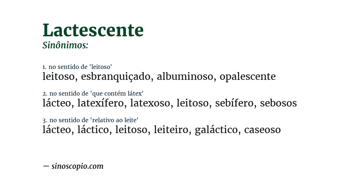 Sinônimo de lactescente