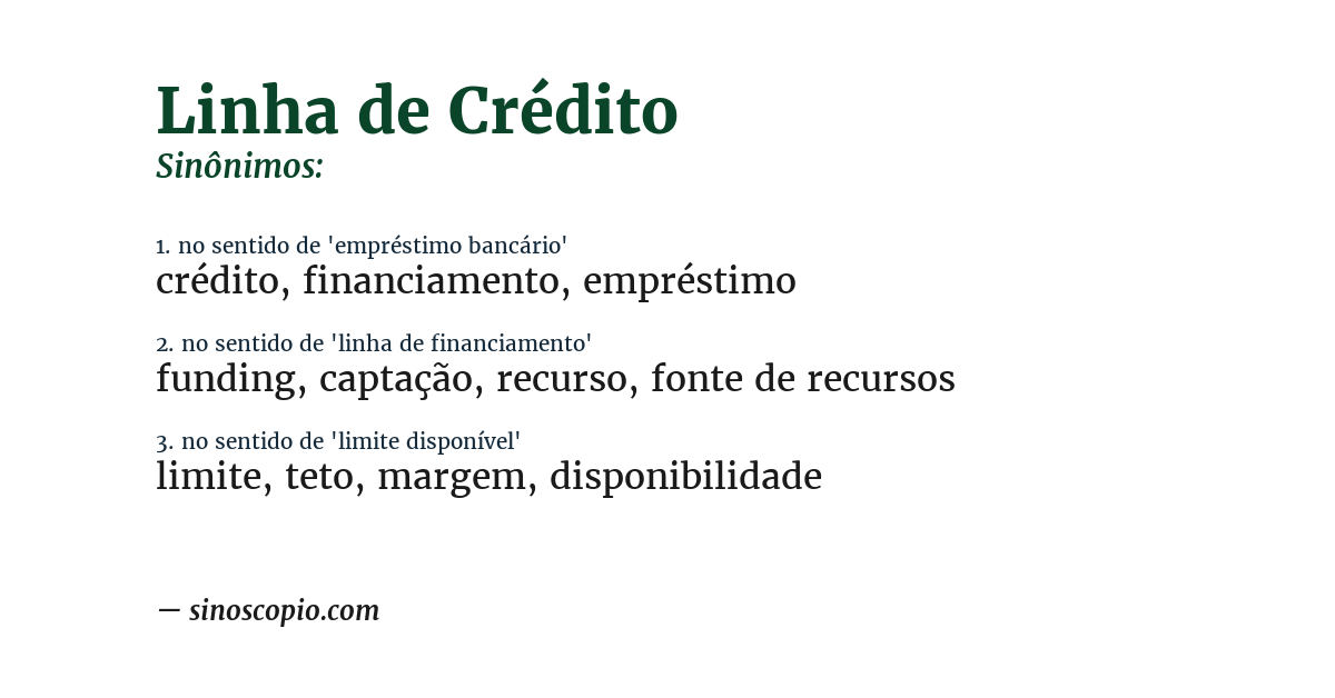 Sinônimo de linha de crédito