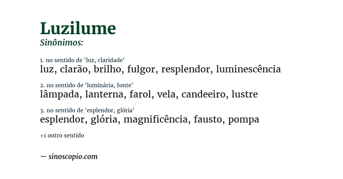 Sinônimo de luzilume