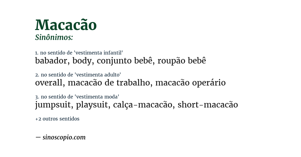 Sinônimo de macacão
