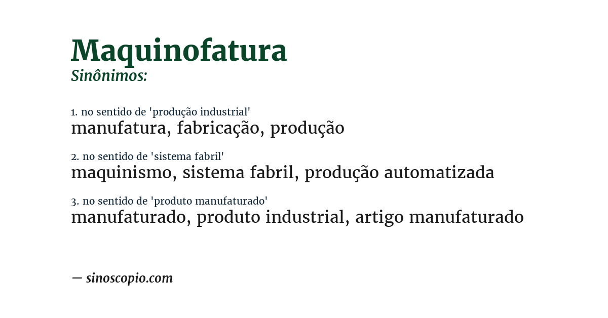 Sinônimo de maquinofatura