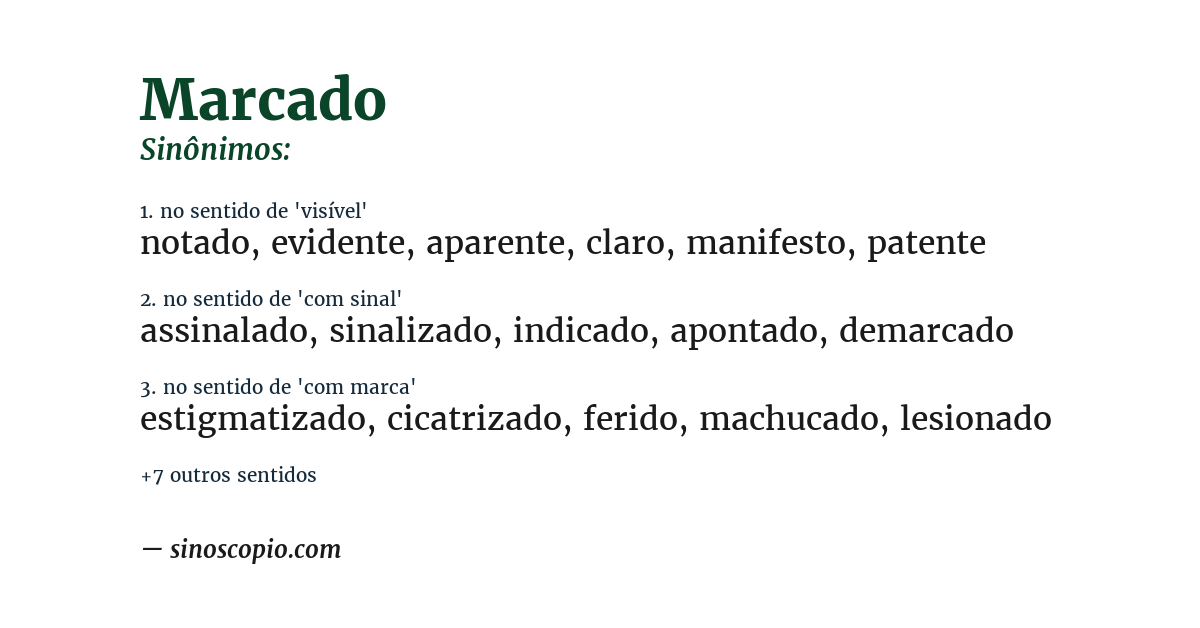 Sinônimo de marcado
