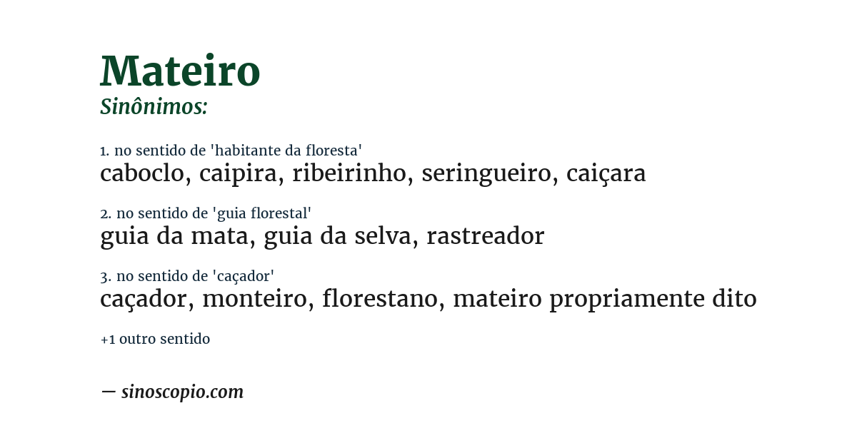 Sinônimo de mateiro