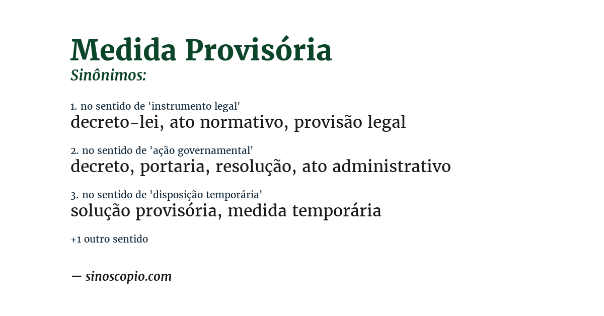 Sinônimo de medida provisória