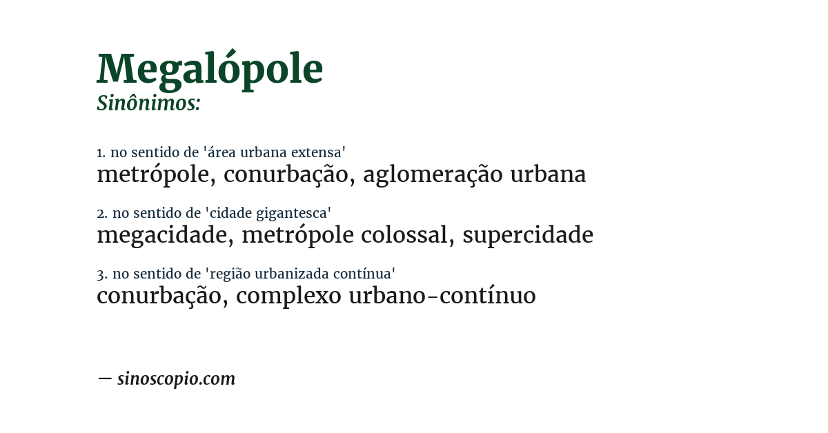 Sinônimo de megalópole