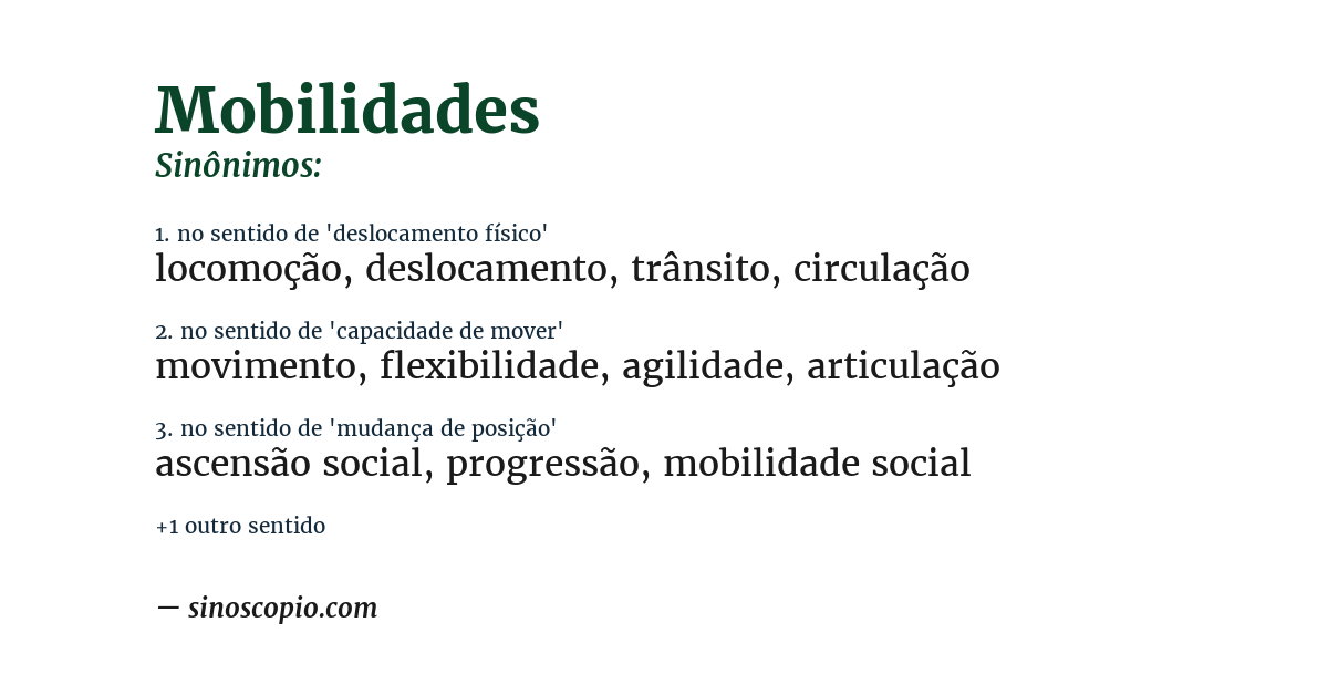 Sinônimo de mobilidades