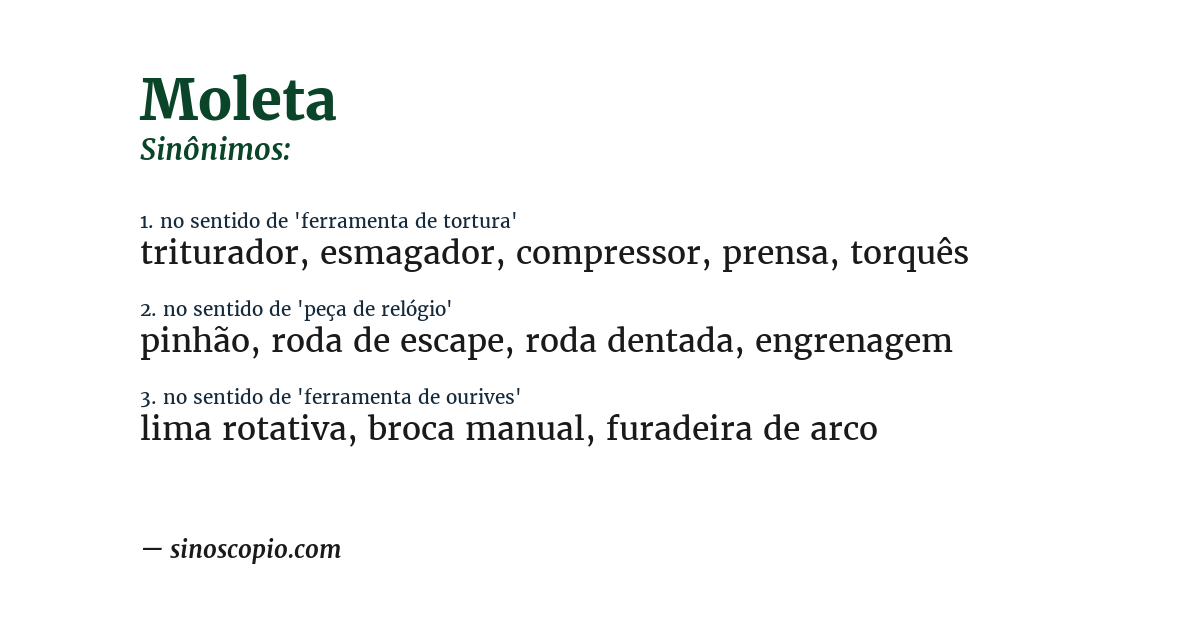 Sinônimo de moleta