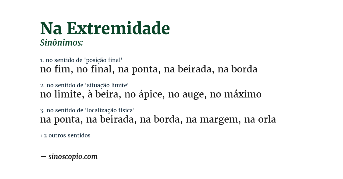Sinônimo de na extremidade