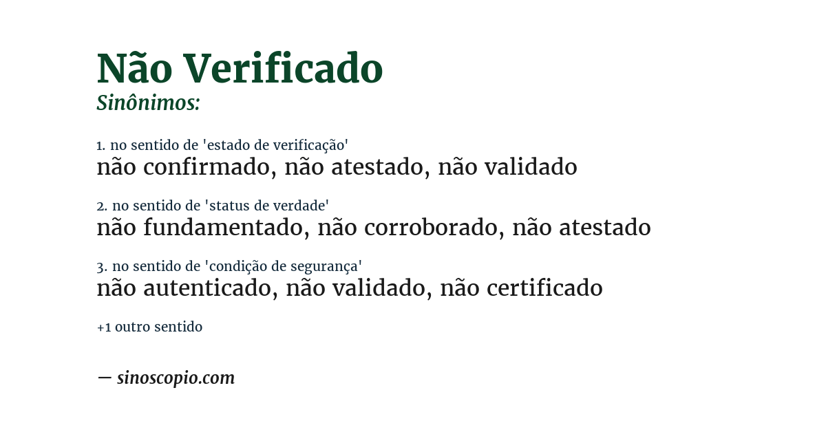 Sinônimo de não verificado