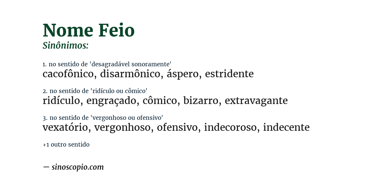 Sinônimo de nome feio