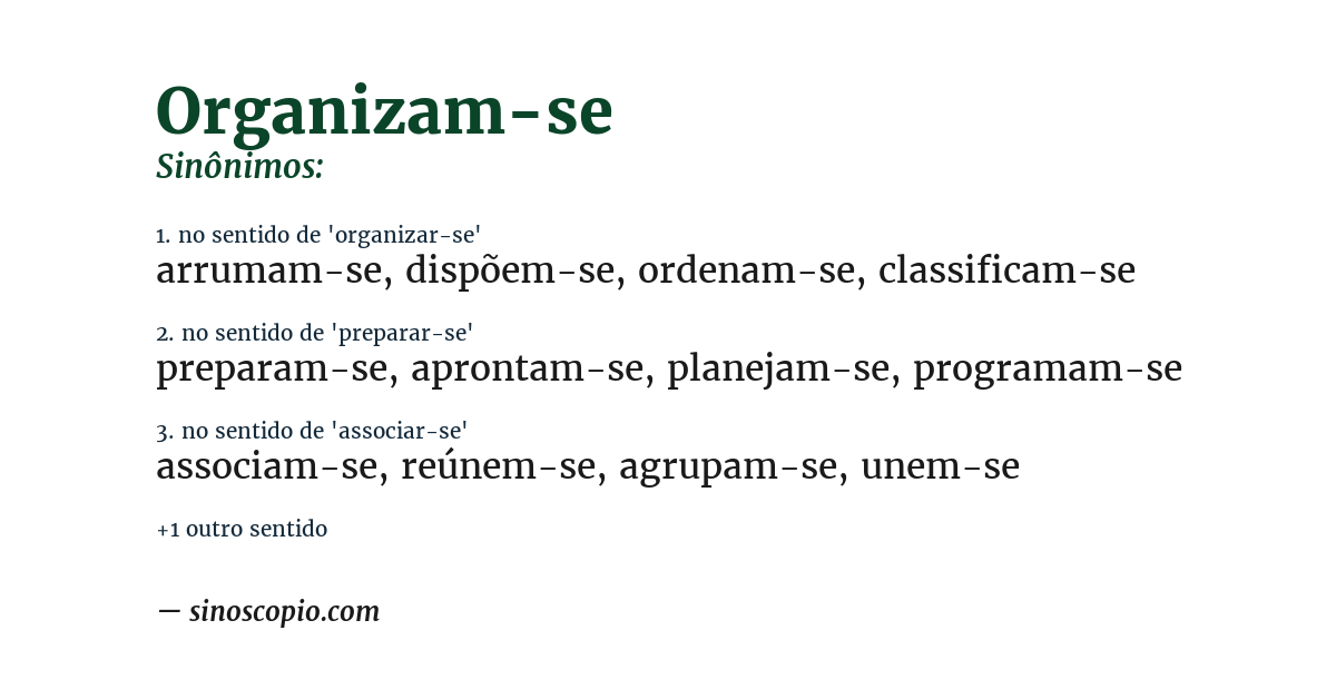Sinônimo de organizam-se