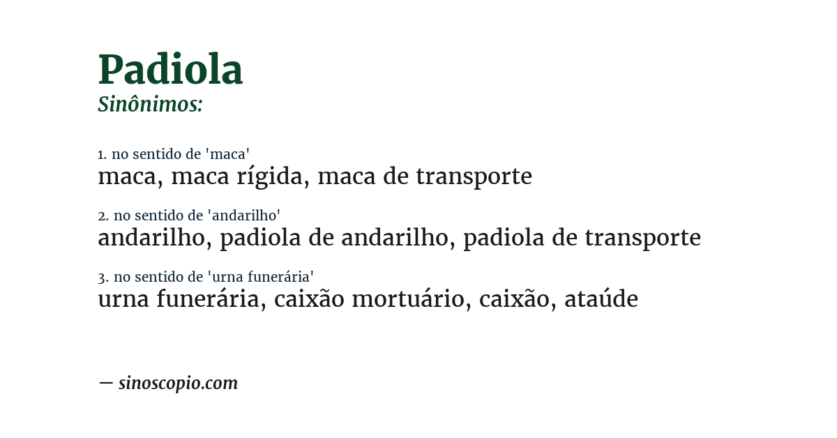 Sinônimo de padiola