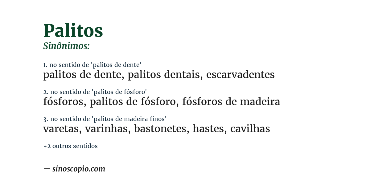 Sinônimo de palitos