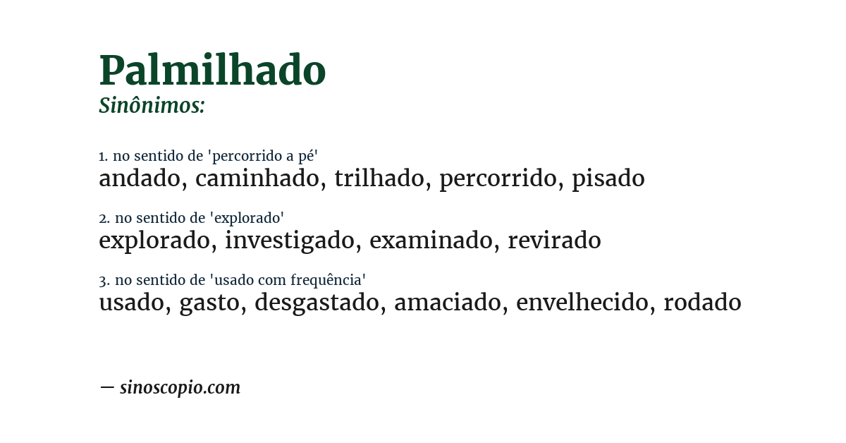 Sinônimo de palmilhado