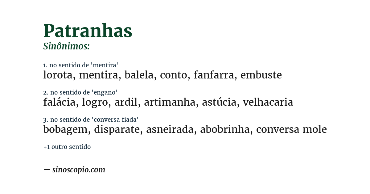 Sinônimo de patranhas